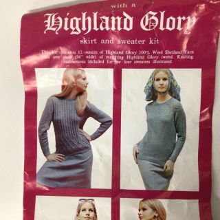 Vtg Pringle Shetland Wool Highland Glory Skirt & Sweater Knitting Kit 452 2