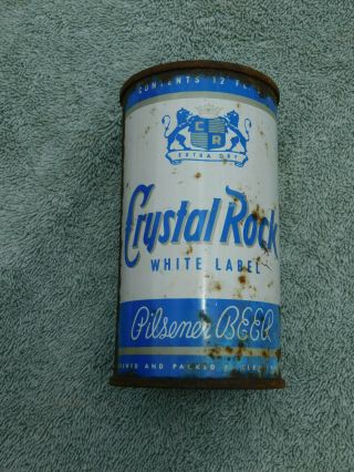 Vintage 12 Oz Flat Top Beer Can - Crystal Rock " White Label " - Cleveland,  Ohio