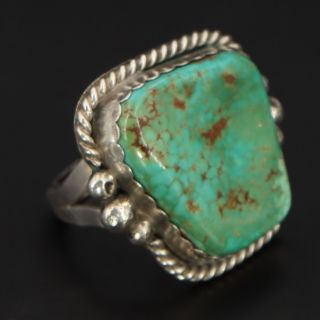 Vtg Sterling Silver - Navajo Braided Royston Turquoise Ring Size 9.  5 - 16g