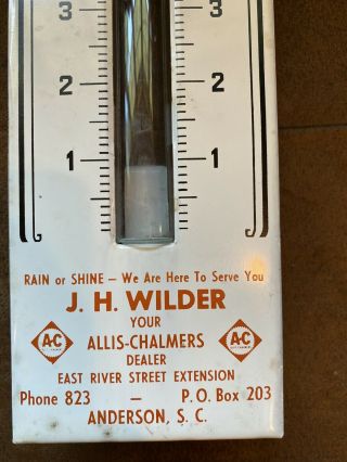 Vtg Allis Chalmers Metal Rain Gauge Glass Tube J.  H.  Wilder Anderson SC Phone 823 2