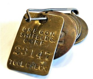 Ww2 Set Of Tool Check Tags For Oregon Shipbuilding Corporation
