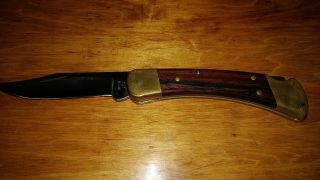 Vintage Buck 110 folding knife and Harley Davidson belt case sheath Biker 3