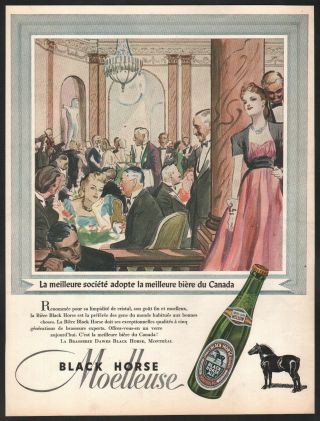 1940 Dawes Brewery Print Ad Black Horse Beer Canada’s Best Beer