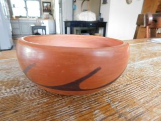 Small Vintage Native American Hopi Pueblo Pottery Bowl - Black Wave Design