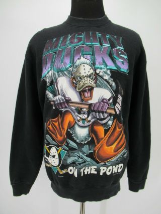 M7102 Vtg Salem Mighty Ducks On The Pond Hockey Sweatshirt Made In Usa Size L