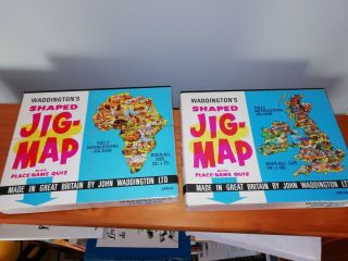 Waddingtons Shaped Jig - Map - British Isles And Africa - Boxed Jigsaws