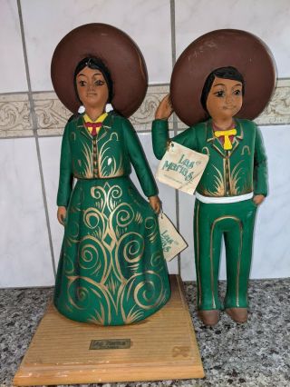 Las Marias Mexican Red Clay Pottery Dolls - Hand Painted Couple His & Hers Rare