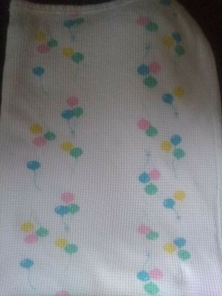 Vtg Baby Morgan Blanket Receiving 31x27 Thermal White Balloons Euc Made In Usa