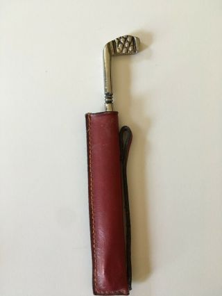 Vintage Golf Club Metal Bottle Opener In Leather Golf Bag