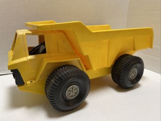 Ideal Mighty Mo Yellow Plastic Friction Construction Dump Truck Toy Vintage 1973