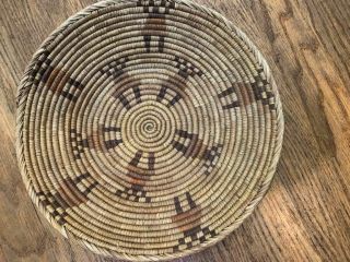 Vintage Southwest Style Native American Woven Basket With People Decoration