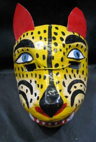 Vintage Hand Made Paper Mache Mexican Folk Art Trible Mask (10)
