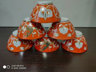 1970 Vinage Ussr Tea Set Of 6 Tea Cups Bowls Gold Deer And Cotton Pattern 10 Cm