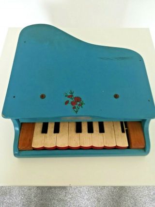 Vintage Wooden Baby Grand Toy Piano 8 Keys 1950s Child 