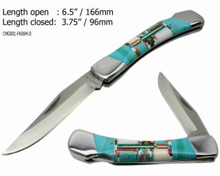 Multi Gemstone Inlay Pocket Knife,  4 " 2