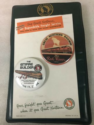 Great Northern Note Pad And Buttons (redriver Magnet And Empire Builder Pin Back