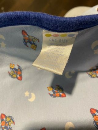 FLAW VTG Gymboree 2000 Blue Rocket Space Ship Dogs Baby Blanket Star Moon 2