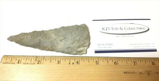 4 1/2 Inch Large Knife Point Arrowhead Found In Ohio White/gray Flint Licking Co