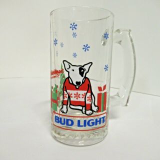 Budweiser Spuds Mackenzie 10 Oz.  Beer Glass Mug 1987 Bud Light Christmas Gifts