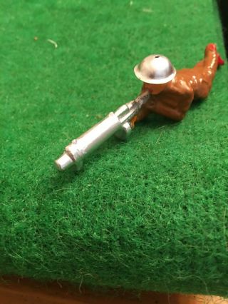 Vintage Barclay Manoil Lead Toy Soldier Firing 30 Cal.  Machine Gun From Prone P.
