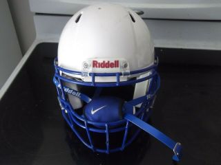 Vintage Riddell White/electric Blue Football Helmet - Medium Adult -