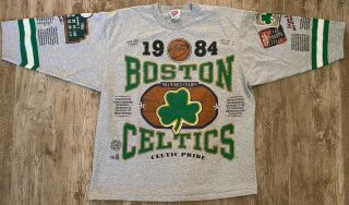 Vintage Long Gone Brand Boston Celtics 1984 Nba Champions T - Shirt - Xl