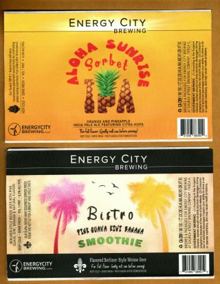 Set Of 4 Rare Micro Beer Labels Energy City Itasca Il