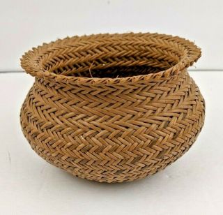Vintage Tarahumara Indian Hand Woven Double Weave Pine Needle Basket