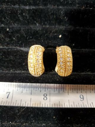 Vintage Christian Dior Gold Tone And Rhinestones Clip On Earrings
