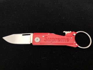 Supreme X Sog Keytron Red Folding Knife Keychain Fw18 Stainless Steel 1.  8 " Blade
