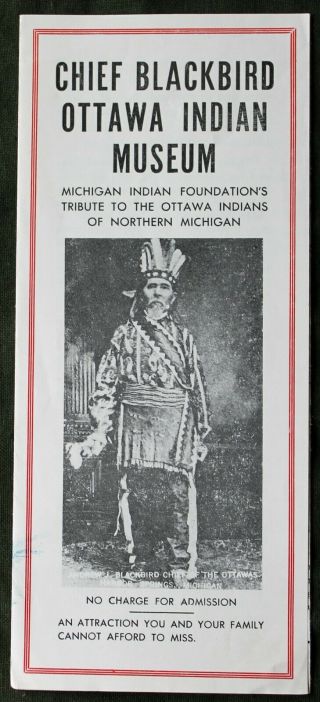 Chief Andrew Blackbird Museum Brochure Harbor Springs,  Mi Ottawa Indian 1947