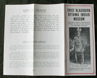 Chief Andrew Blackbird Museum Brochure Harbor Springs,  MI Ottawa Indian 1947 2