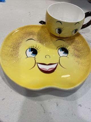 Py Lemon Snack Plate And Cup.  Norcrest Japan.  Anthropomorphic.