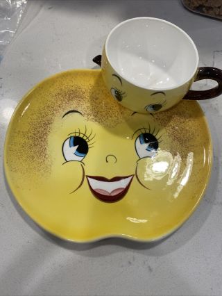 PY Lemon Snack Plate and Cup.  Norcrest Japan.  Anthropomorphic. 3