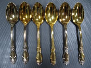 USSR Vintage SET 6 Kolchugino coffee SPOONS SILVER GOLD PLATED 3