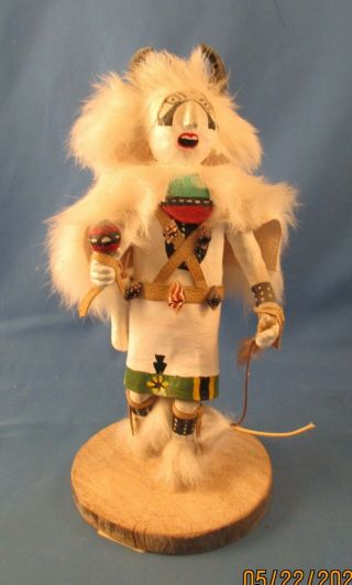 Authentic Vtg Native American Navajo Kachina Doll 8 " White Buffalo Dancer Signed