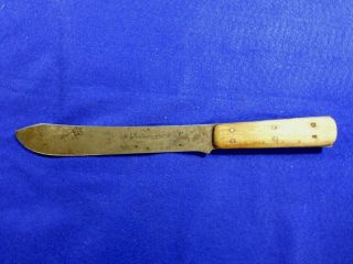 Antique Ontario Knife Co.  8 " Carbon Steel Bullnose Butcher Knife.  6 Pin Handle.