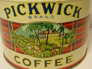 Old Vintage 1950s PICKWICK GRAPHIC COFFEE TIN ONE POUND KANSAS CITY Missouri MO 2