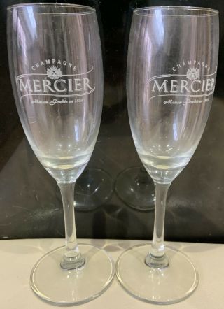 Mercier Champagne Flute X 2 Vintage French Bubbly Wine Glass Party Bar