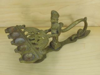 Vintage Hindu Puja Oil Lamp For Traditional Indian Ritual Brass 8 3/4 " Long