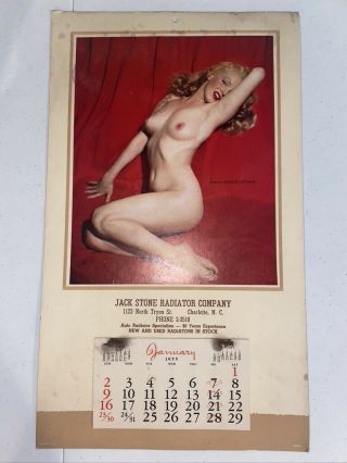 Marilyn Monroe Vintage Pin Up Calendar Man Cave Garage Risque Charlotte