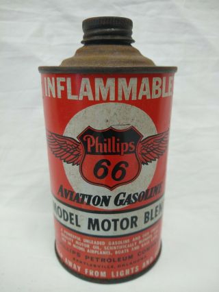 Vintage Phillips 66 Aviation Gasoline Metal Pint Can Model Motor Blend Empty