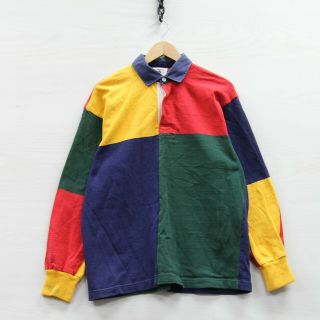 Vintage Barbarian Rugby Shirt Size Xl Colorblock 90s Long Sleeve