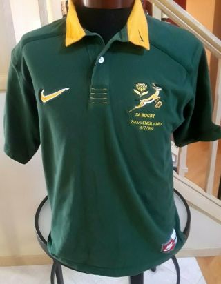 Vintage South Africa Springboks Rugby Polo Jersey 1998 Nike Mens Large Green 90s