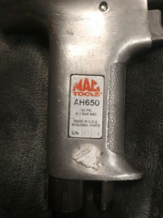 Vintage Mac Tools Usa Long Barrel Air Hammer / Chisel Pneumatic Ah650
