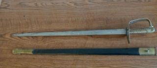 Vintage India Sword Saber 33” With Scabbard Steel Brass With