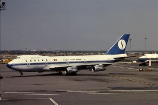 35mm Colour Slide Of Sabena Boeing 747 - 129 Oo - Sga In 1982