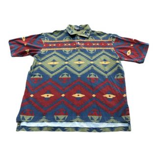 Vintage Men’s Polo Ralph Lauren Southwest Aztec Short Sleeve Shirt Size Large