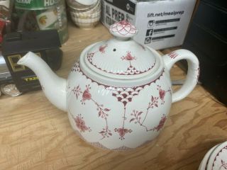 Furnivals Teapot,  Creamer And Sugar Bowl Red Vintage