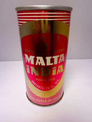 Malta India 10 Oz.  Straight Steel Pull Tab Beer Can Purto Rico